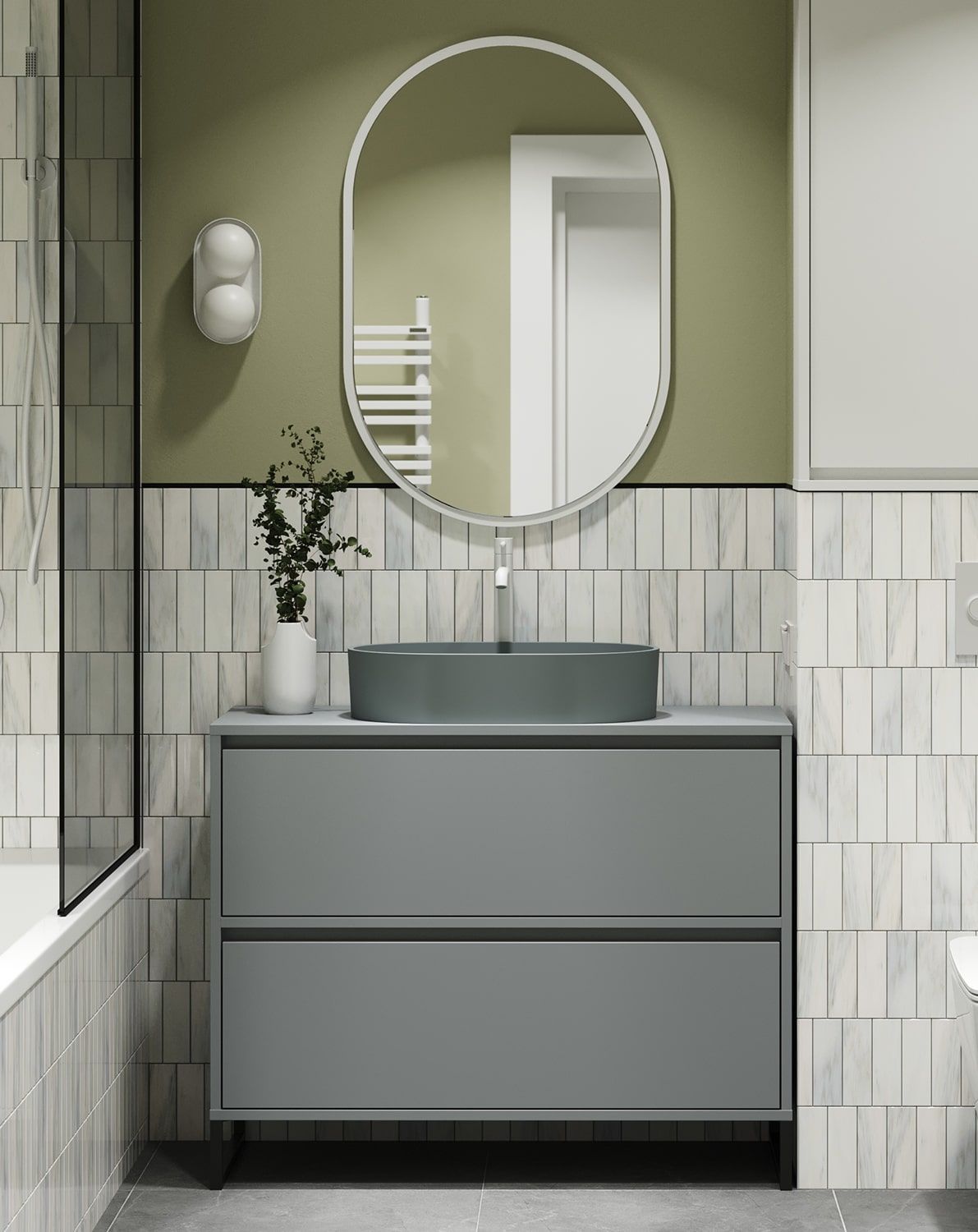 Waschtischunterschrank ODIS OU02B
Farbe: Moondust
Farbe der Beine: ODIS Steel Black
Becken: OVO M+ Esche Grau OMNIRES
Wasserhahn: Tall Y Weiß Matt OMNIRES
Arbeitsplatte: Ohne Arbeitsplatte