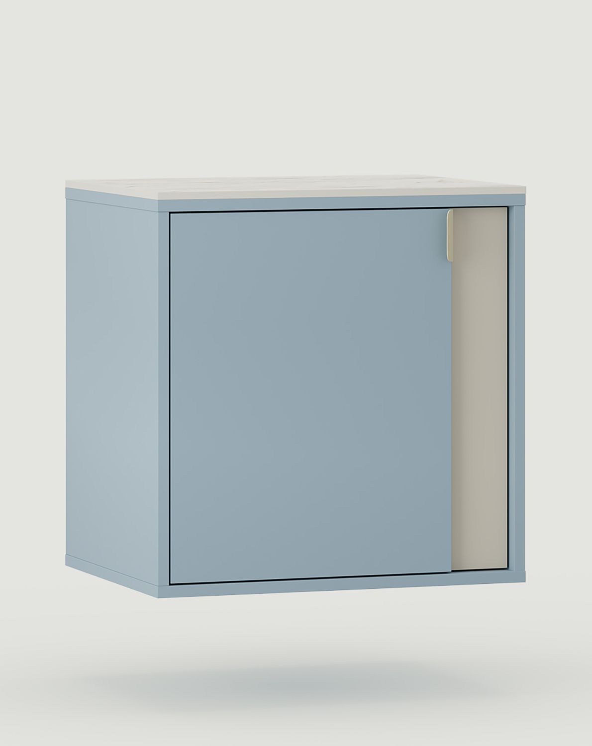 LAYERS Wand-Waschtischschrank LAY66
Farbe: Taubenblau
Farbe der zweiten Schicht der Frontplatte: Milky Way
Griff: LAYERS 110 Milky Way
Tischplatte: Goldfarbener gesinterter Marmor