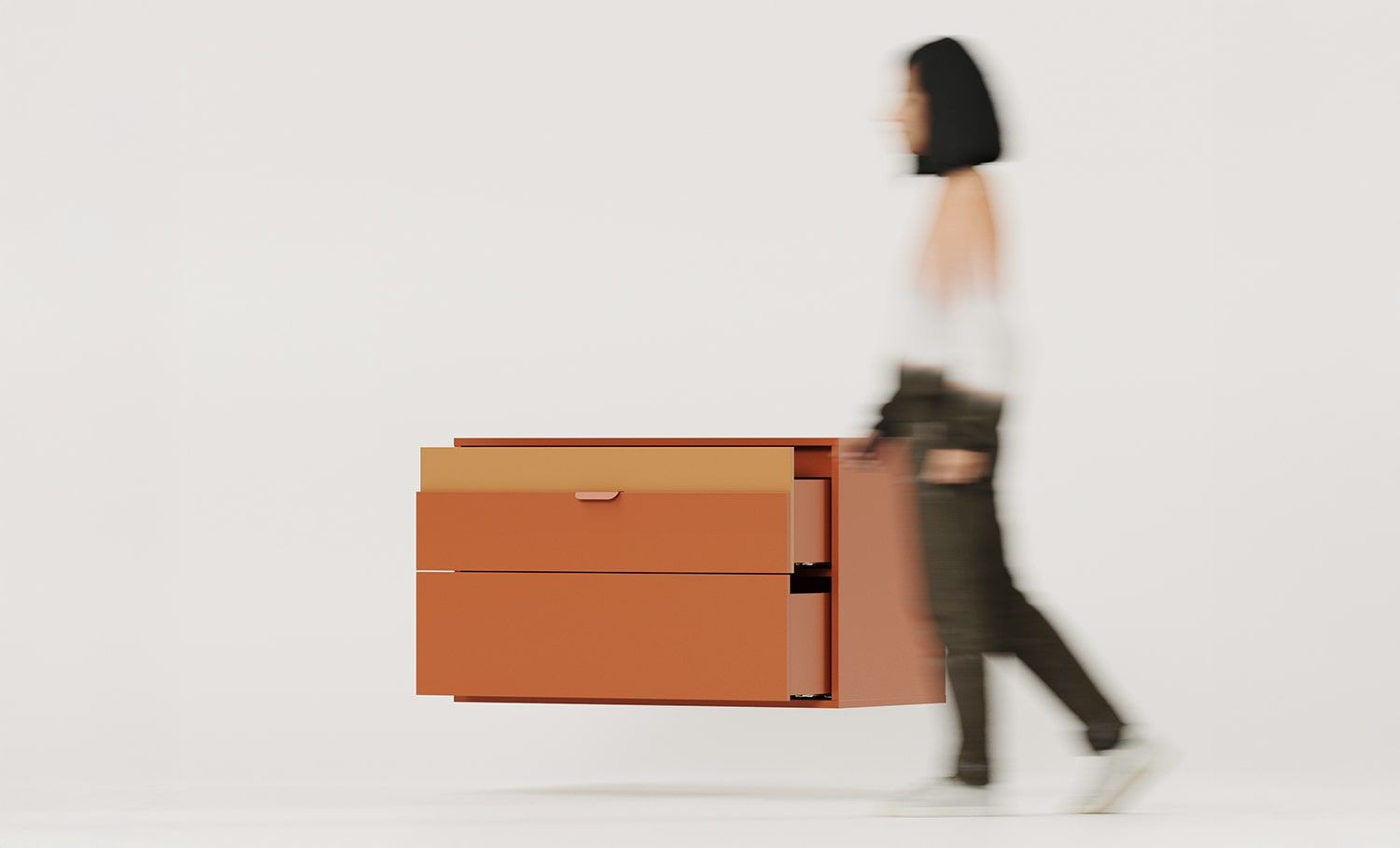 Waschtischunterschrank mit Schubladen LAYERS LAY67
Farbe: Fiery Terracotta
Zweite Schicht Frontfarbe: Sahara Deep
Griff: LAYERS Griff 110 Feuer-Terracotta