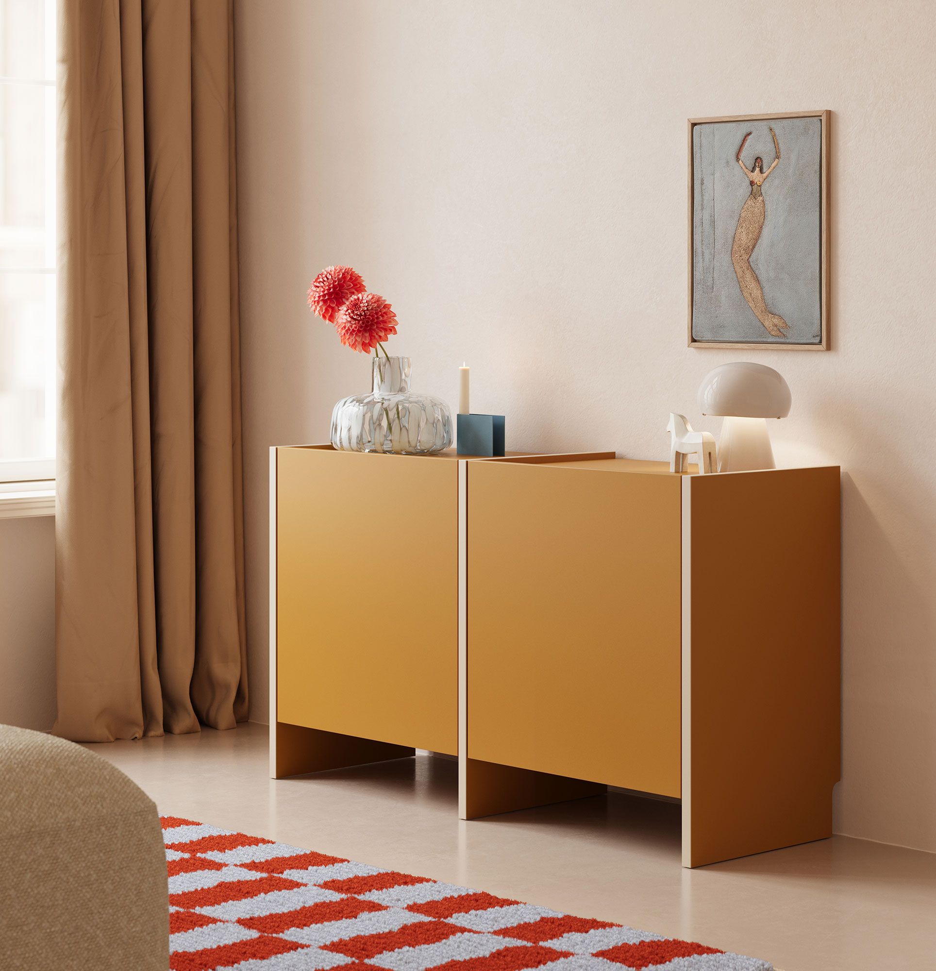 RTV-Schrank ASKA ASK12
Farbe: Senf Vintage
Furnier: Champagner Beige