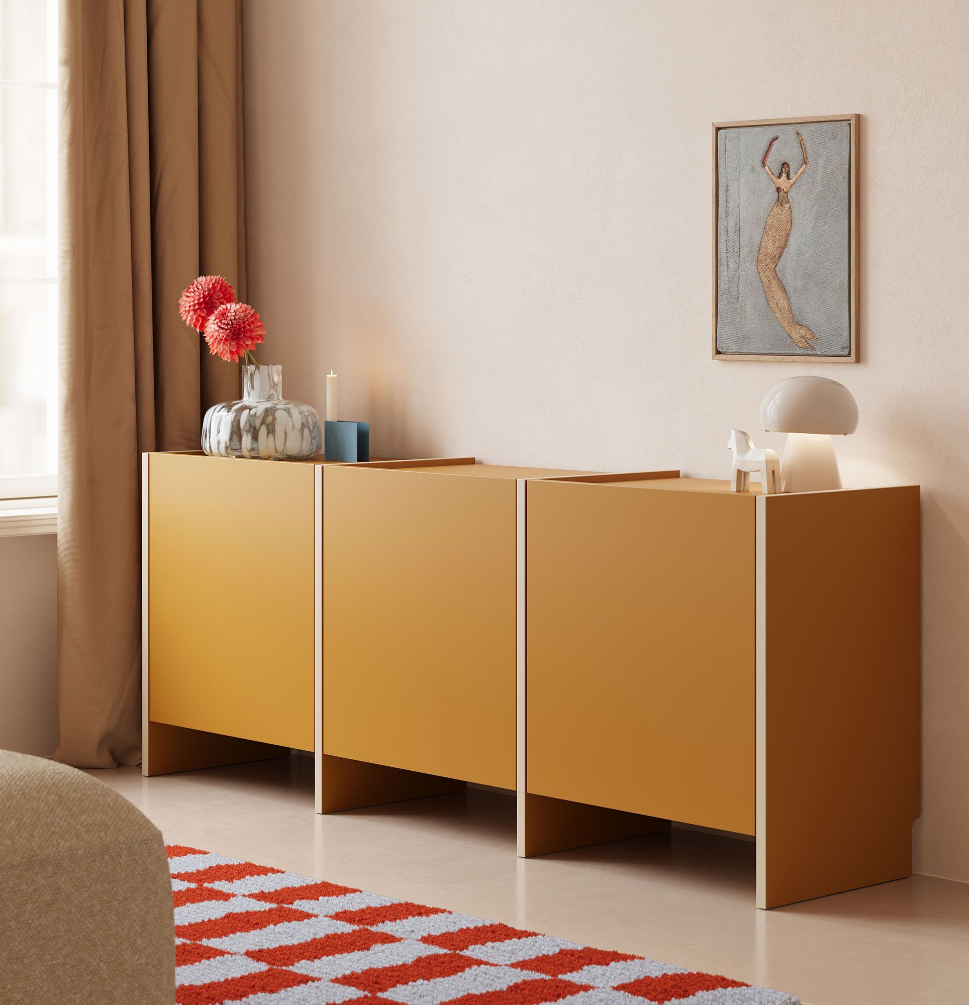 RTV-Schrank ASKA ASK16
Farbe: Senf Vintage
Furnier: Champagner Beige
                            
                            