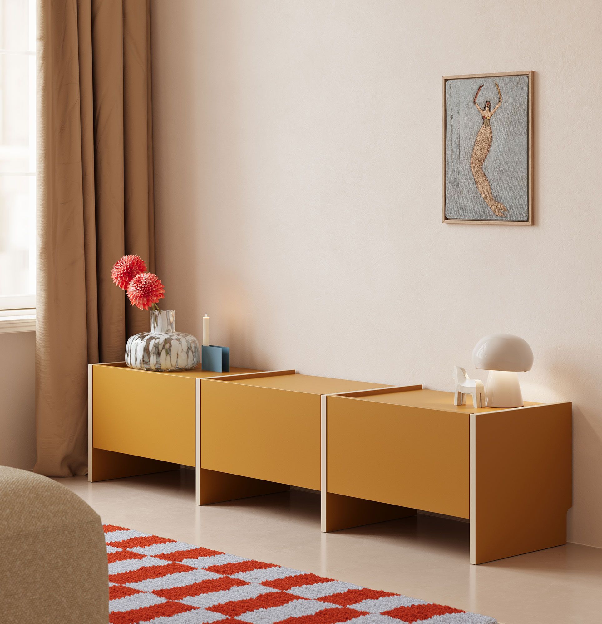 RTV-Schrank ASKA ASK17
Farbe: Senf Vintage
Furnier: Champagner Beige