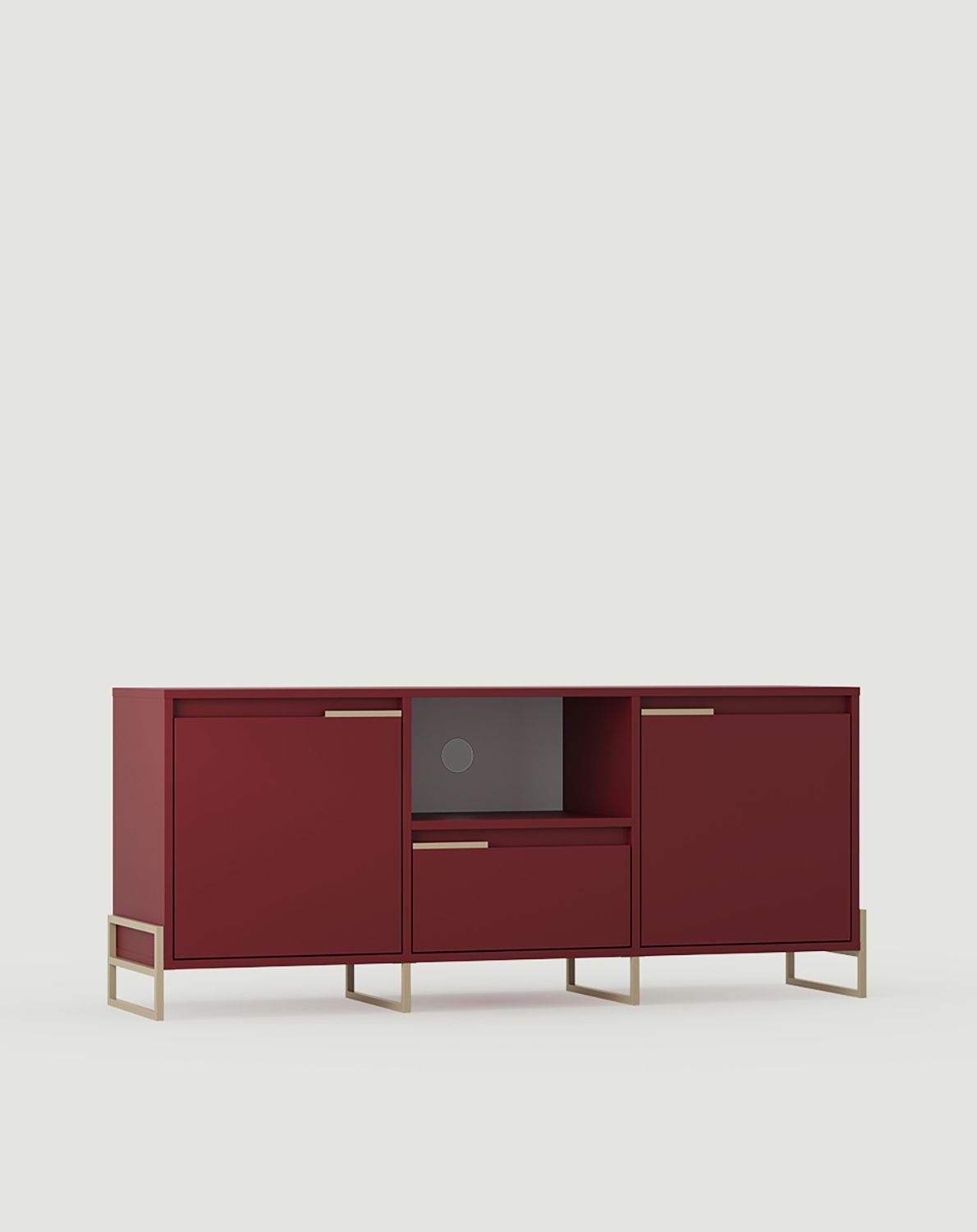 INEA RTV-Schrank ITV3
Farbe: Marseille Burgund
Farbe der Beine und Griffe: Stahl Inea Cappuccino