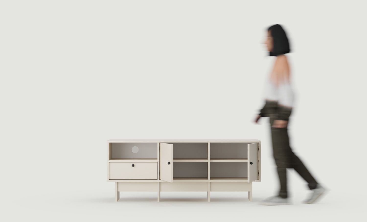 KABE KTV2 RTV-Schrank im JAPANDI-Stil
Farbe: Champagner Beige
Griff: Kugelgriff Schwarz KD