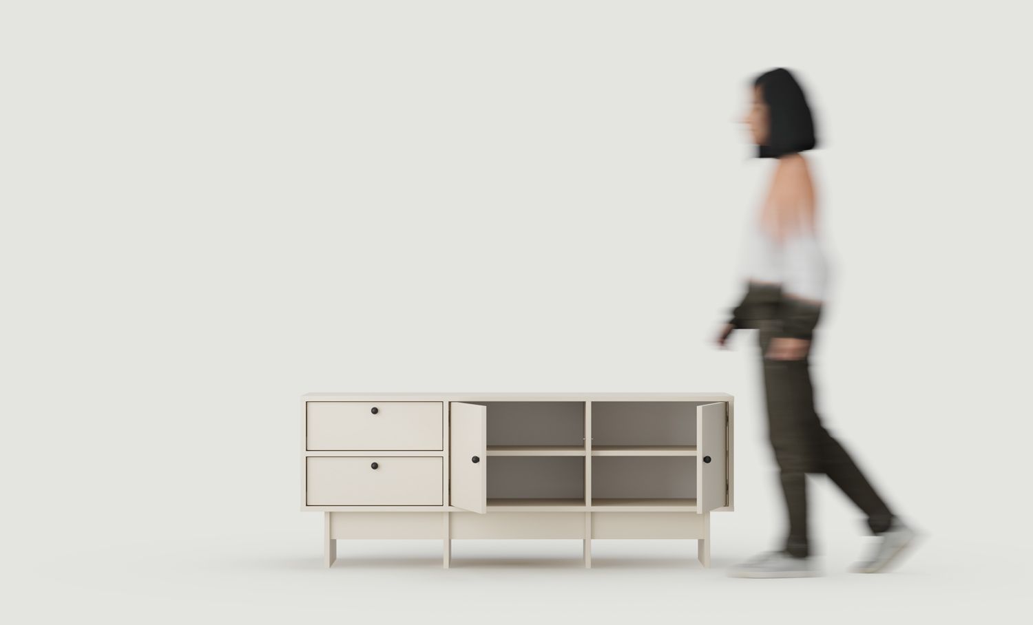 KABE KTV2S RTV-Schrank im JAPANI-Stil
Farbe: Champagner Beige
Griff: Kugelgriff Schwarz KD