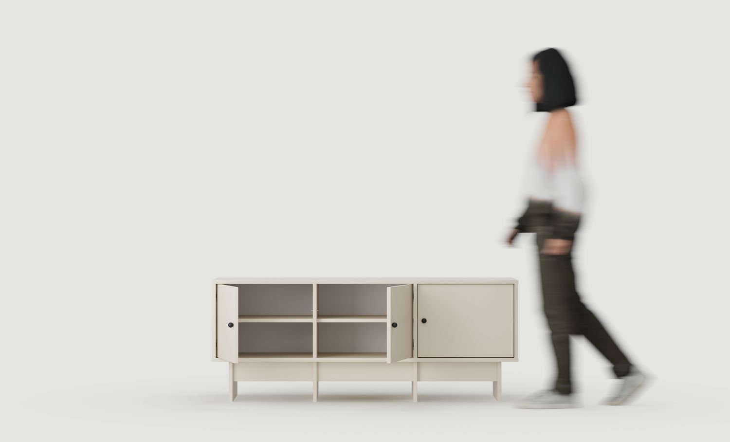 KABE KTV3 RTV-Schrank im JAPANDI-Stil
Farbe: Champagner Beige
Griff: Kugelgriff Schwarz KD