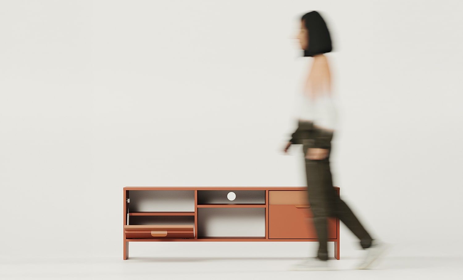 LAYERS RTV-Schrank LAY03
Farbe: Fiery Terracotta
Zweite Schicht Frontfarbe: Sahara Deep
Griff: Griff LAYERS 110 Feuer-Terracotta