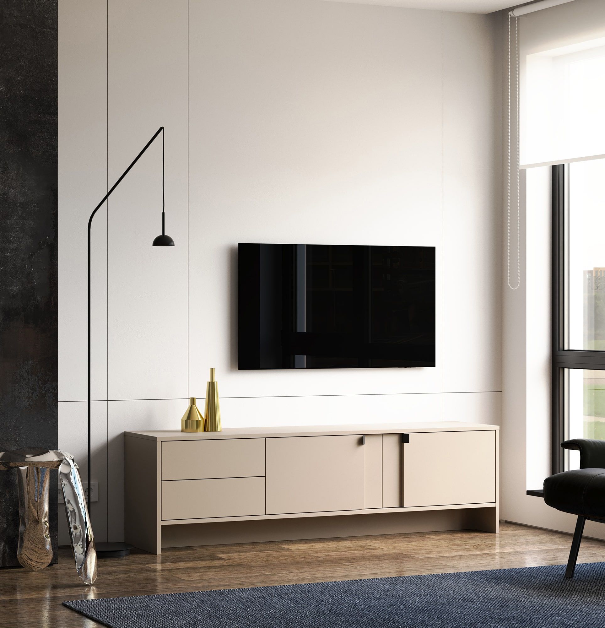 LAYERS RTV-Schrank LAY04
Farbe: Cappuccino
Farbe der zweiten Schicht der Front: Cappuccino
Griff: LAYERS 110 Cappuccino