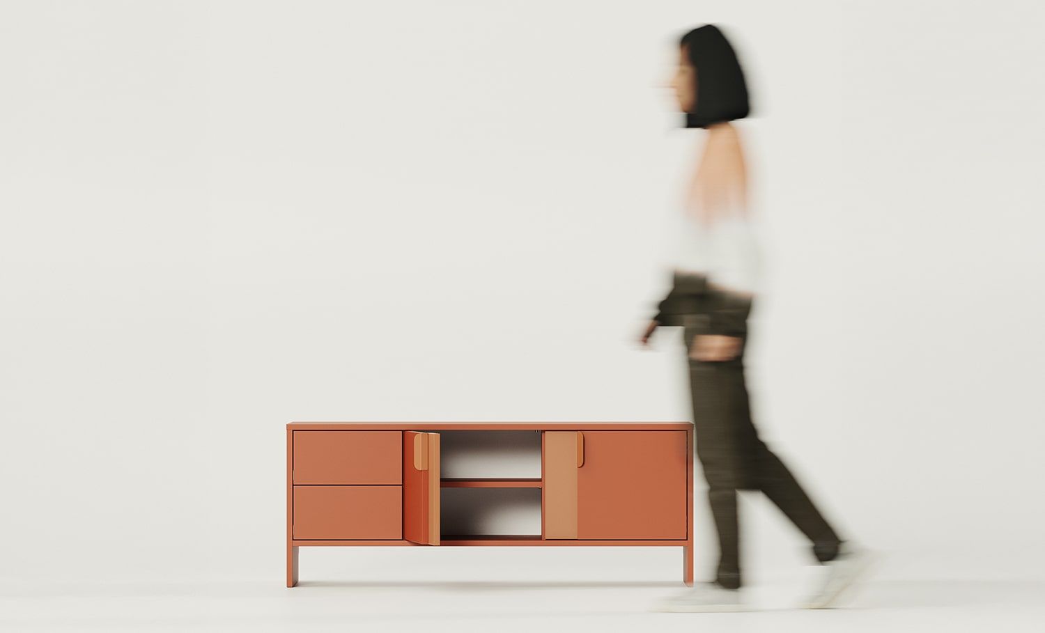 LAYERS RTV-Schrank LAY04
Farbe: Fiery Terracotta
Zweite Schicht Frontfarbe: Sahara Deep
Griff: Griff LAYERS 110 Fire Terracotta