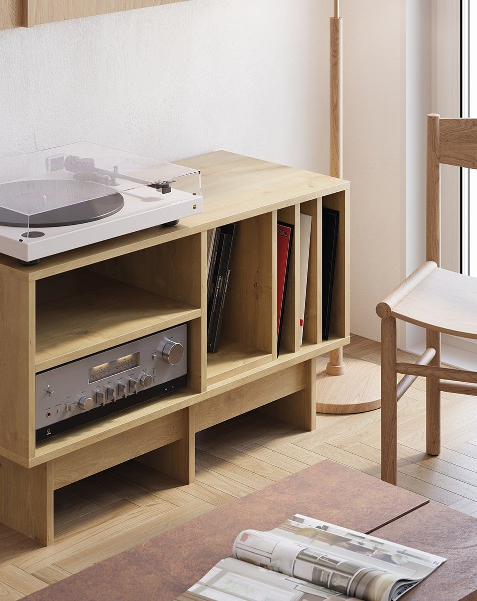 KABE KTV1W Vinyl-RTV-Schrank im JAPANDI-Stil
Farbe: Hamilton Eiche