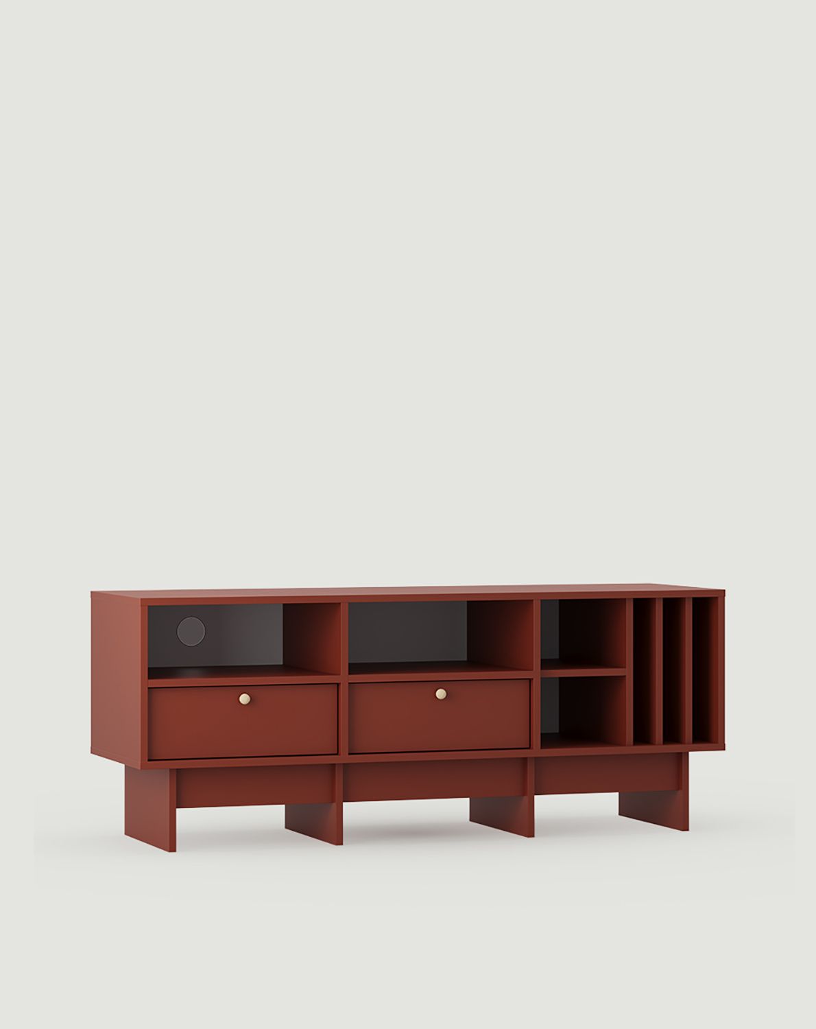 KABE KTV2SW Vinyl-RTV-Schrank im JAPANDI-Stil
Farbe: Feuriges Terrakotta
Griff: KD Kugelgriff aus Holz