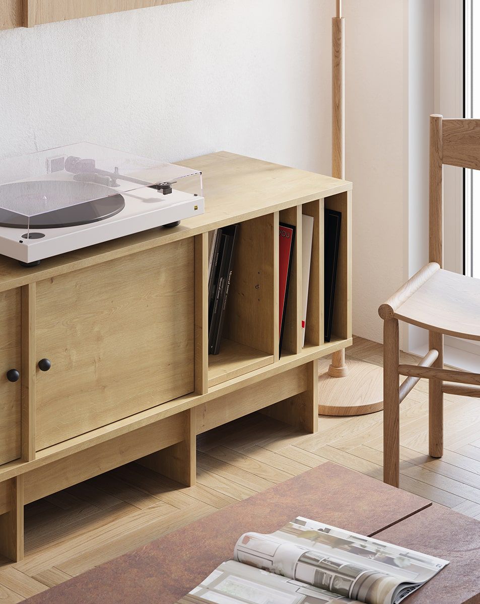 KABE KTV2W Vinyl-RTV-Schrank im JAPANDI-Stil
Farbe: Hamilton Eiche
Griff: Kugelgriff Schwarz KD