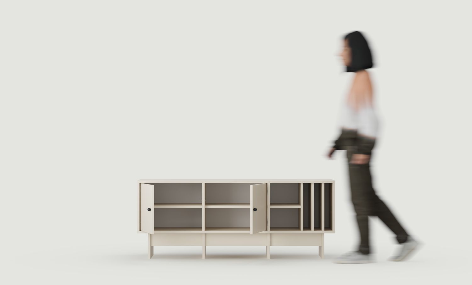 KABE KTV2W Vinyl-RTV-Schrank im JAPANDI-Stil
Farbe: Champagner Beige
Griff: Kugelgriff Schwarz KD