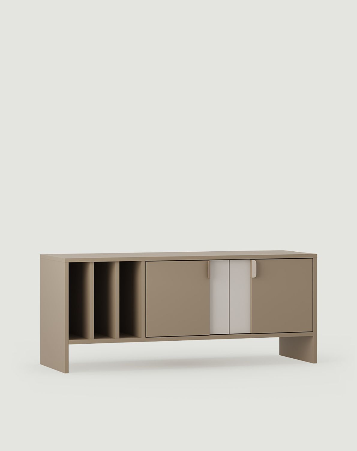 LAYERS Vinyl-RTV-Schrank LAY08
Farbe: Cappuccino
Zweite Schicht Frontfarbe: Wrapping Cashmere
Griff: LAYERS 110 Cappuccino
                            