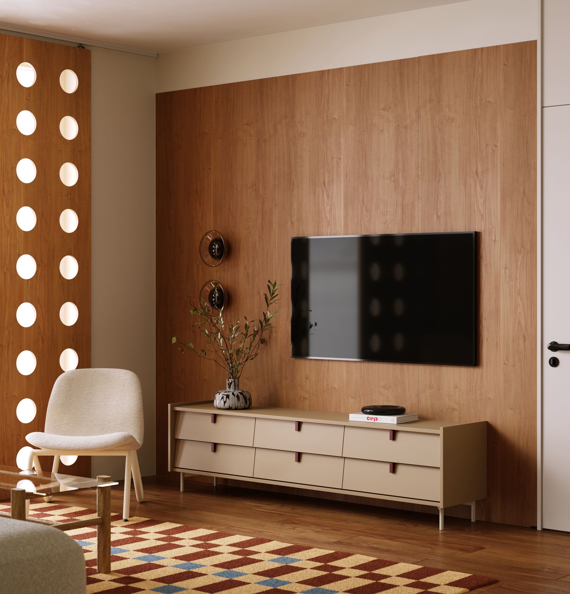 RTV SKRA SKR07 Schrank
Farbe: Cappuccino
Griff: Burgundischer Keil
Beine: SKRA Milky Way

                            
                            