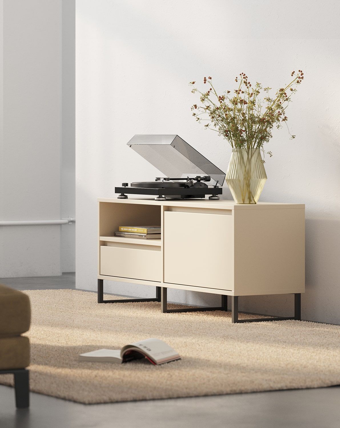 RTV-Schrank ODIS BTV1
Farbe: Champagner Beige
Farbe des Fußes: Bein Schwarz
                            