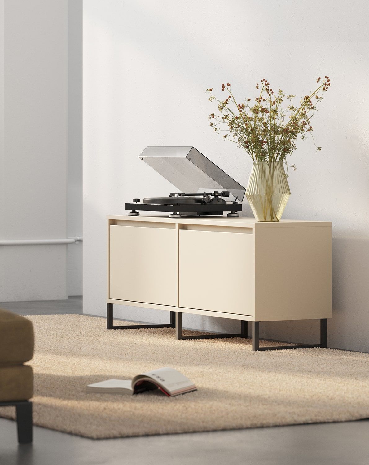 RTV-Schrank ODIS BTV2K
Farbe: Champagner Beige
Farbe des Fußes: Bein Schwarz
                            