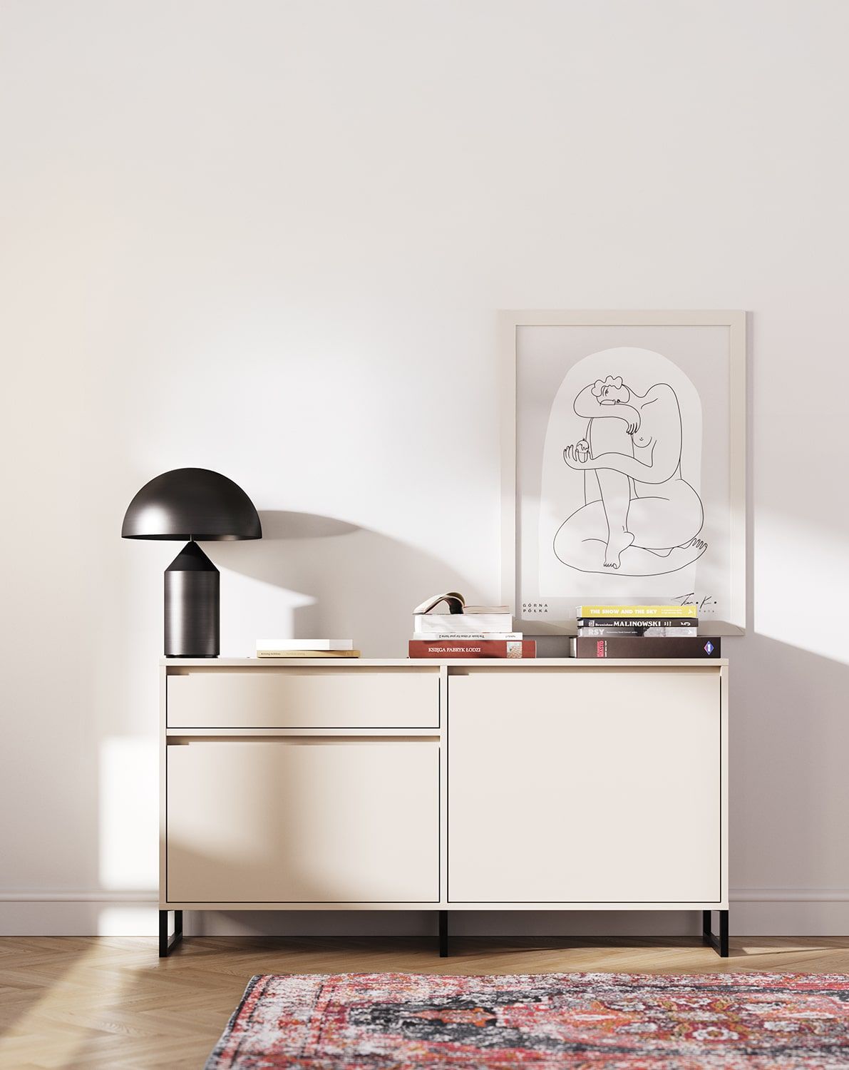ODIS BTV2S RTV-Schrank
Farbe: Woolly Cashmere
Beinfarbe: Schwarz
                            