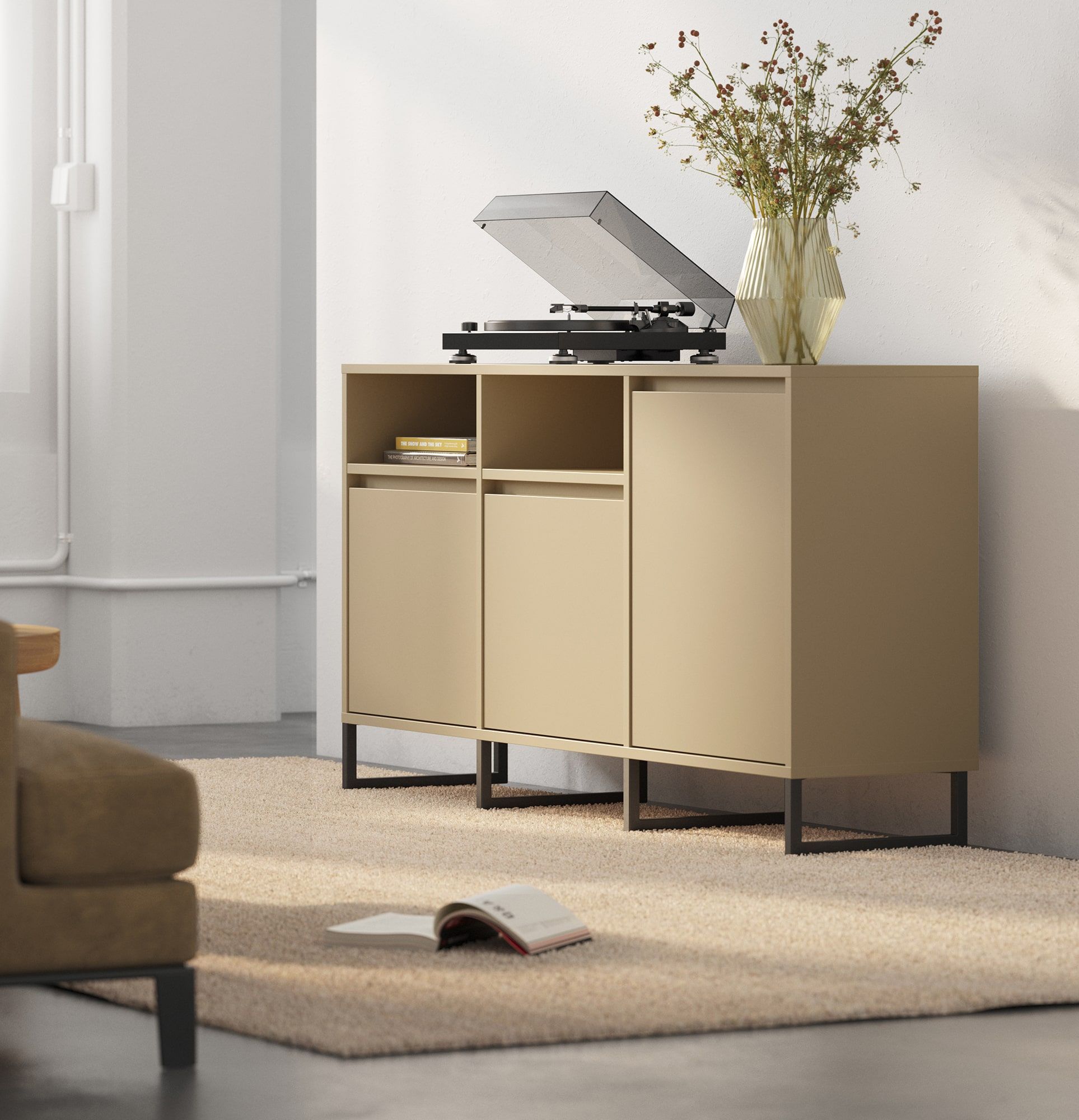 RTV-Schrank ODIS BTV3
Farbe: Cappuccino
Farbe der Beine: Schwarz
                            
