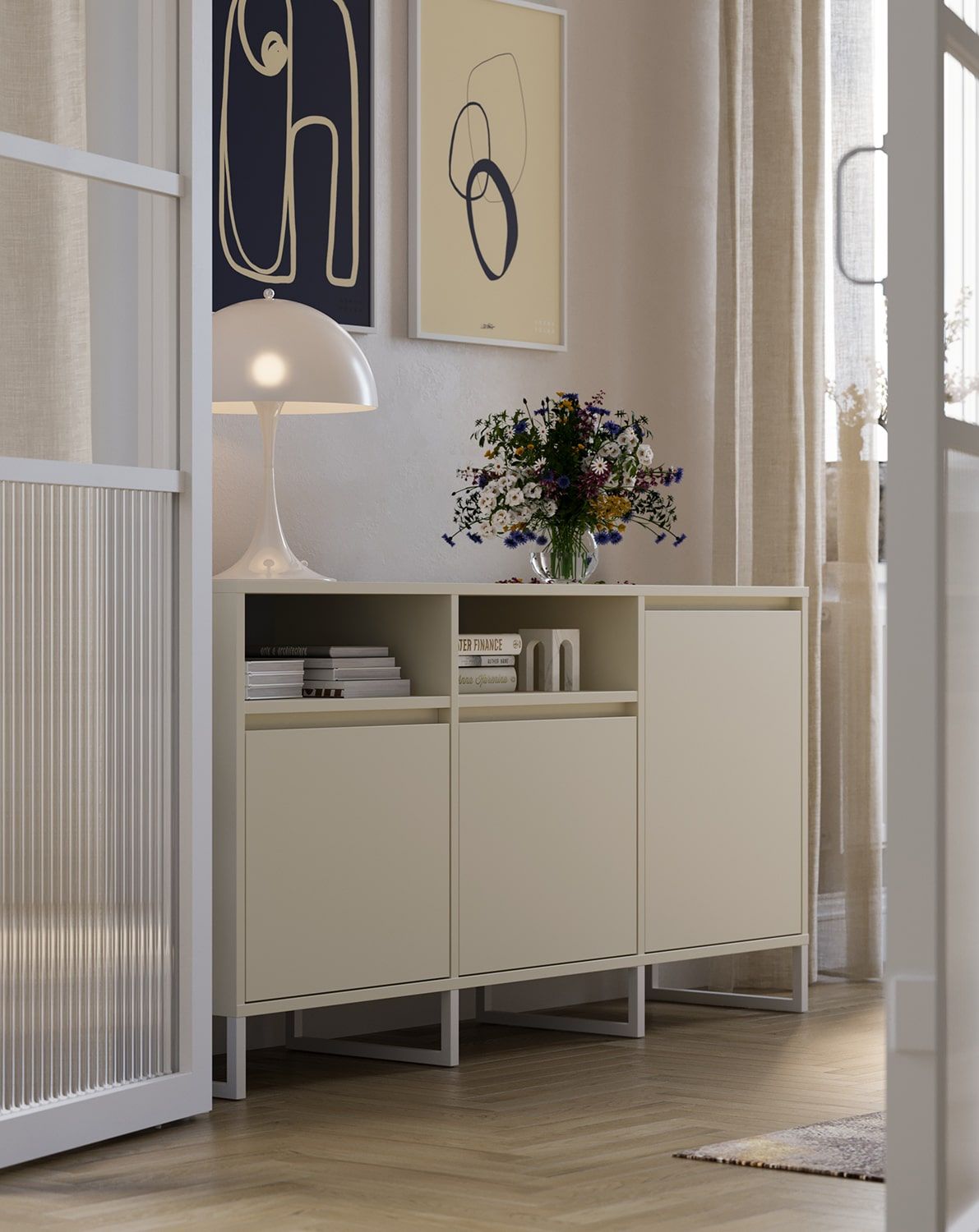 RTV-Schrank ODIS BTV3
Farbe: Milky Way
Farbe des Beins: Weiß
                            