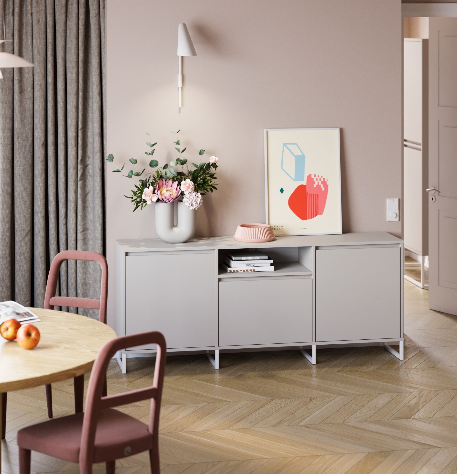 RTV-Schrank ODIS BTV3K
Farbe: Silent Grey
Farbe des Fußes: Weiß
                            