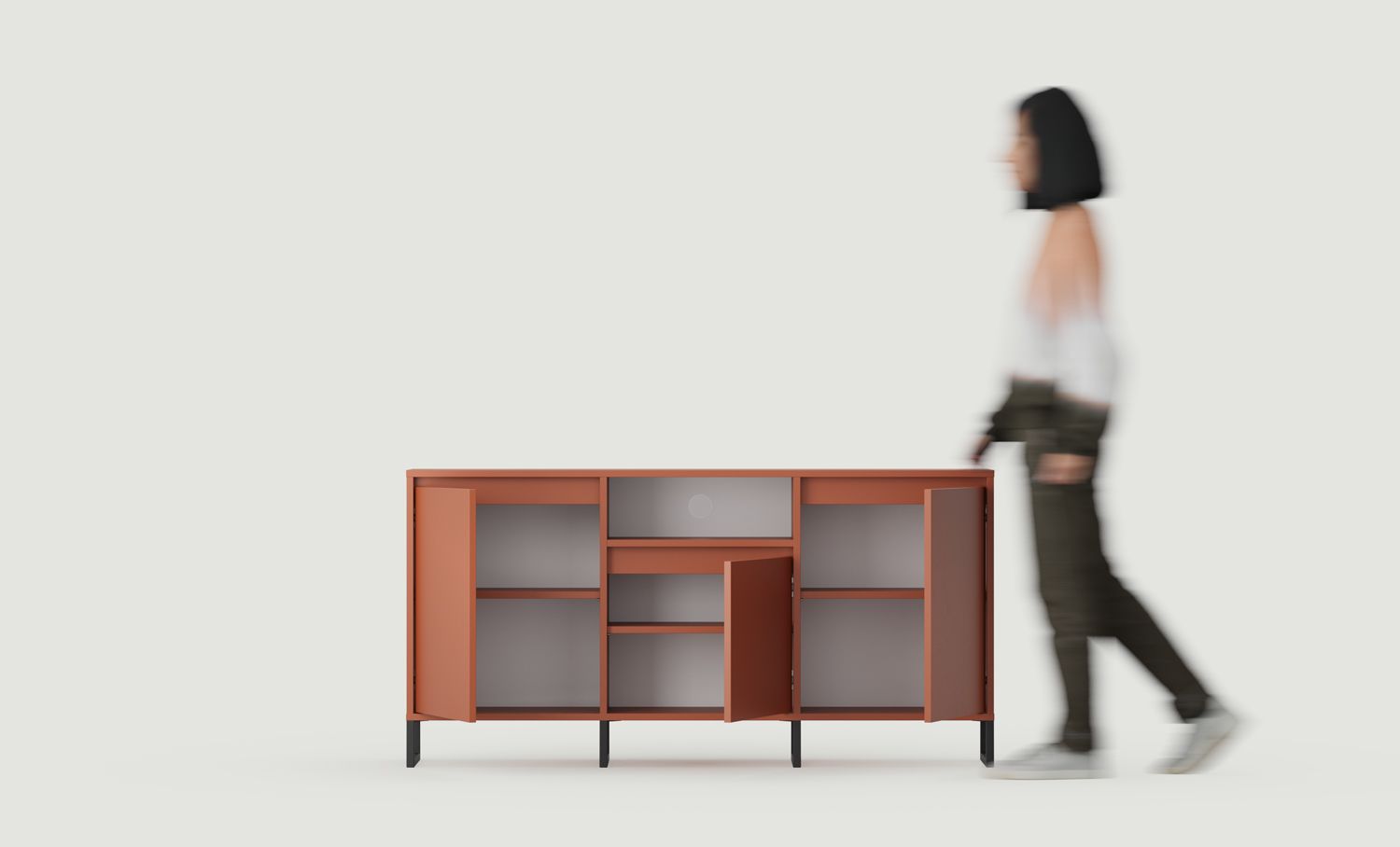 RTV-Schrank ODIS BTV3K
Farbe: Feuriges Terrakotta
Farbe der Beine: Bein Schwarz
                            