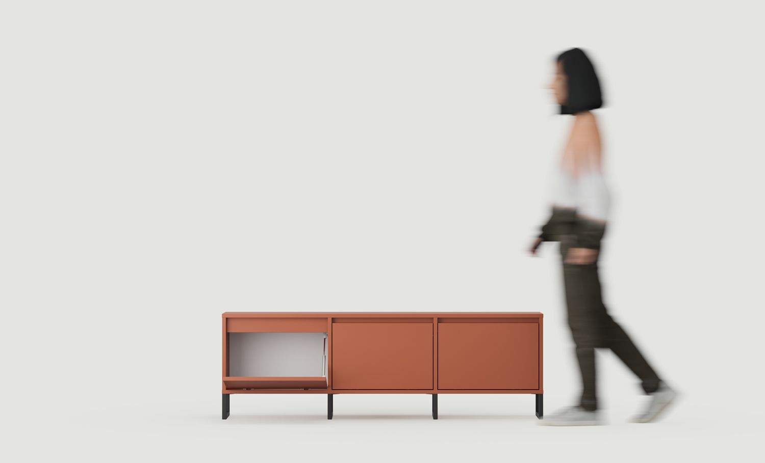 RTV-Schrank ODIS BTV4K
Farbe: Feuriges Terrakotta
Farbe der Beine: Bein Schwarz
                            