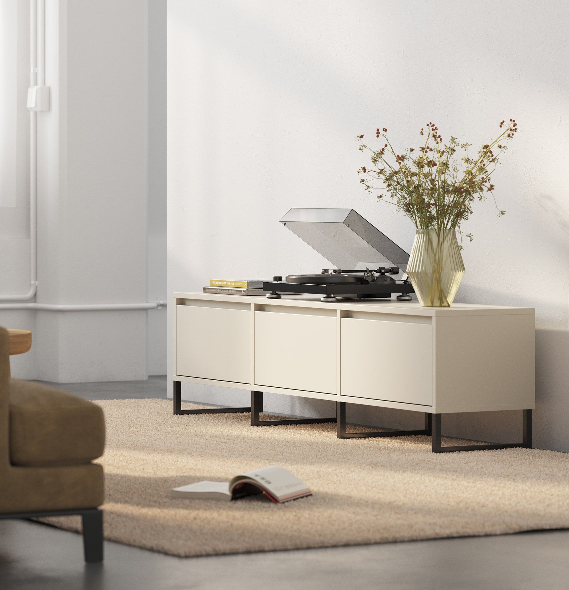 RTV-Schrank ODIS BTV4K
Farbe: Champagner Beige
Farbe des Fußes: Bein Schwarz
                            