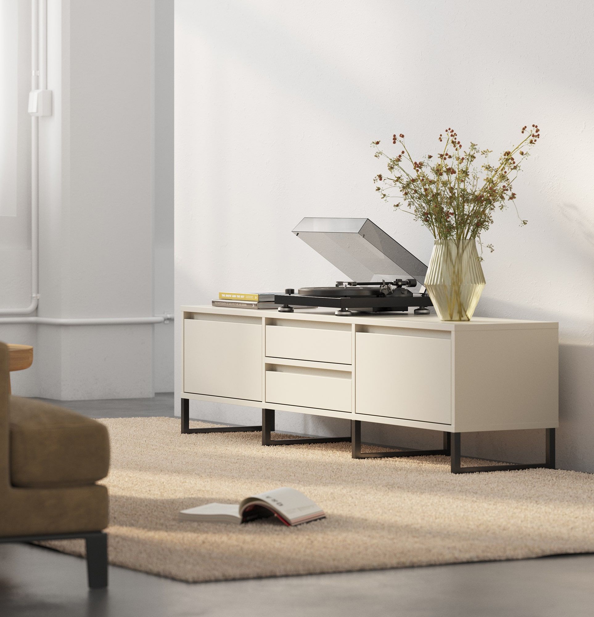 RTV-Schrank ODIS BTV4S
Farbe: Champagner Beige
Farbe des Fußes: Bein Schwarz
                            