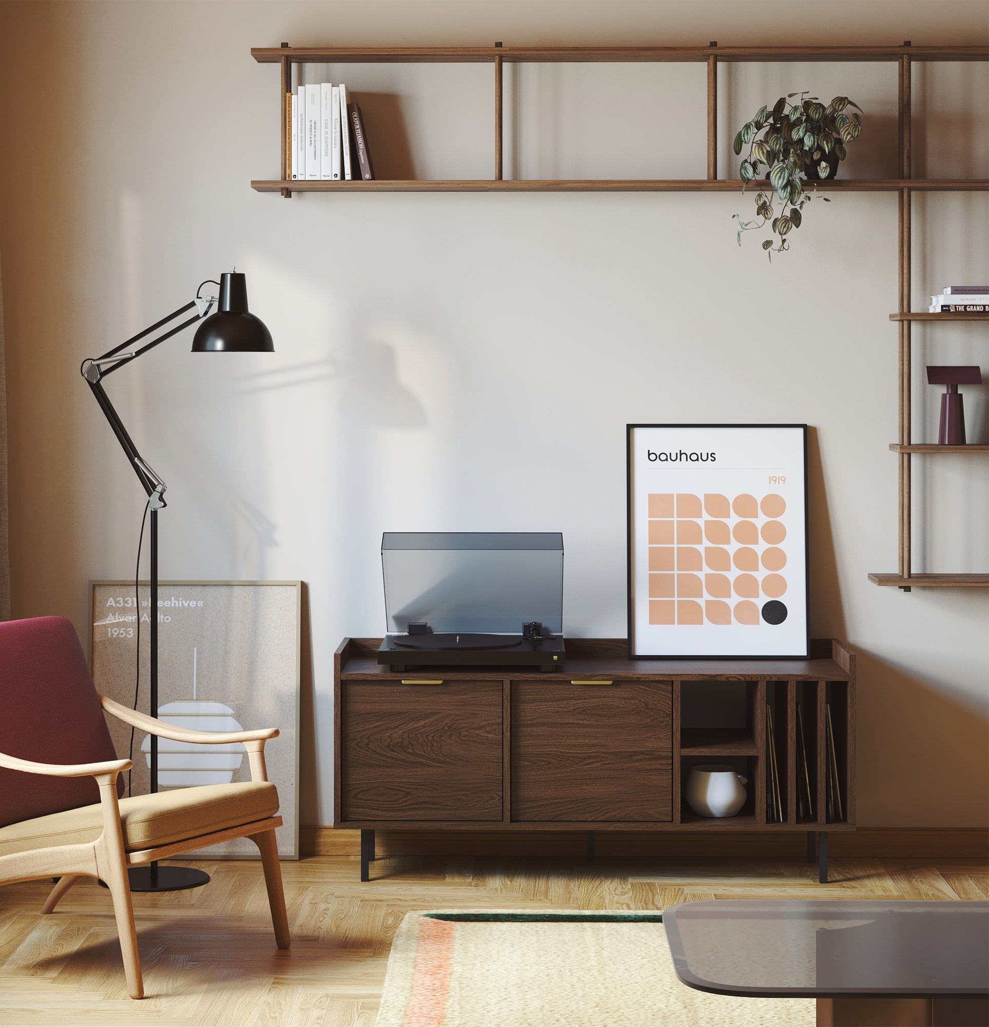 SIGI Vinyl-RTV-Schrank STV2SW
Farbe: Eiche Dunkel Furnier
Bein: Schwarz
Griff: LING Gold