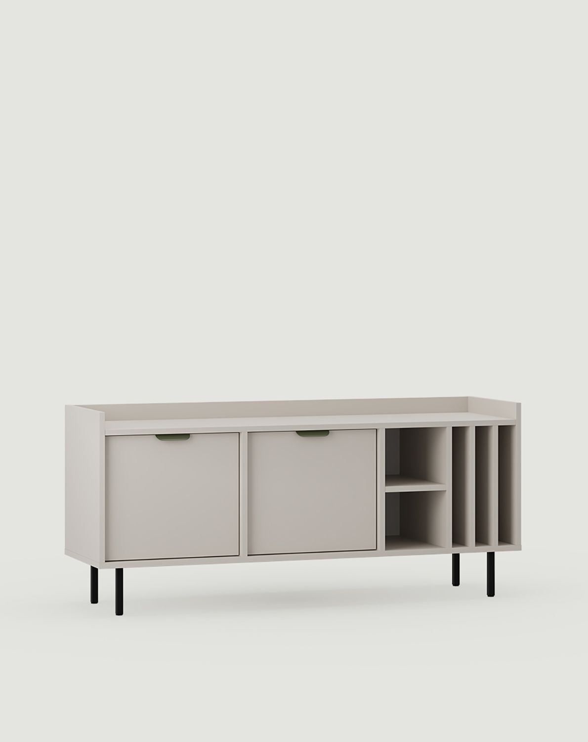 SIGI Vinyl-RTV-Schrank STV2SW
Farbe: Kaschmir
Bein: Schwarz
Griff: LAYERS 110 Zypressengrün