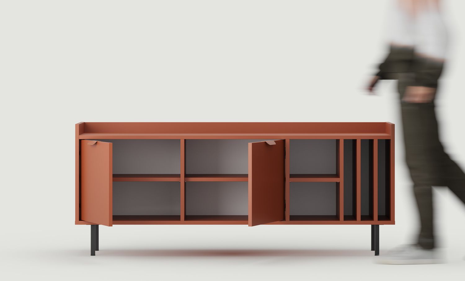 SIGI Vinyl-RTV-Schrank STV2SW
Farbe: Feuriges Terrakotta
Bein: Schwarz
Griff: LAYERS 110 Flamme Terrakotta