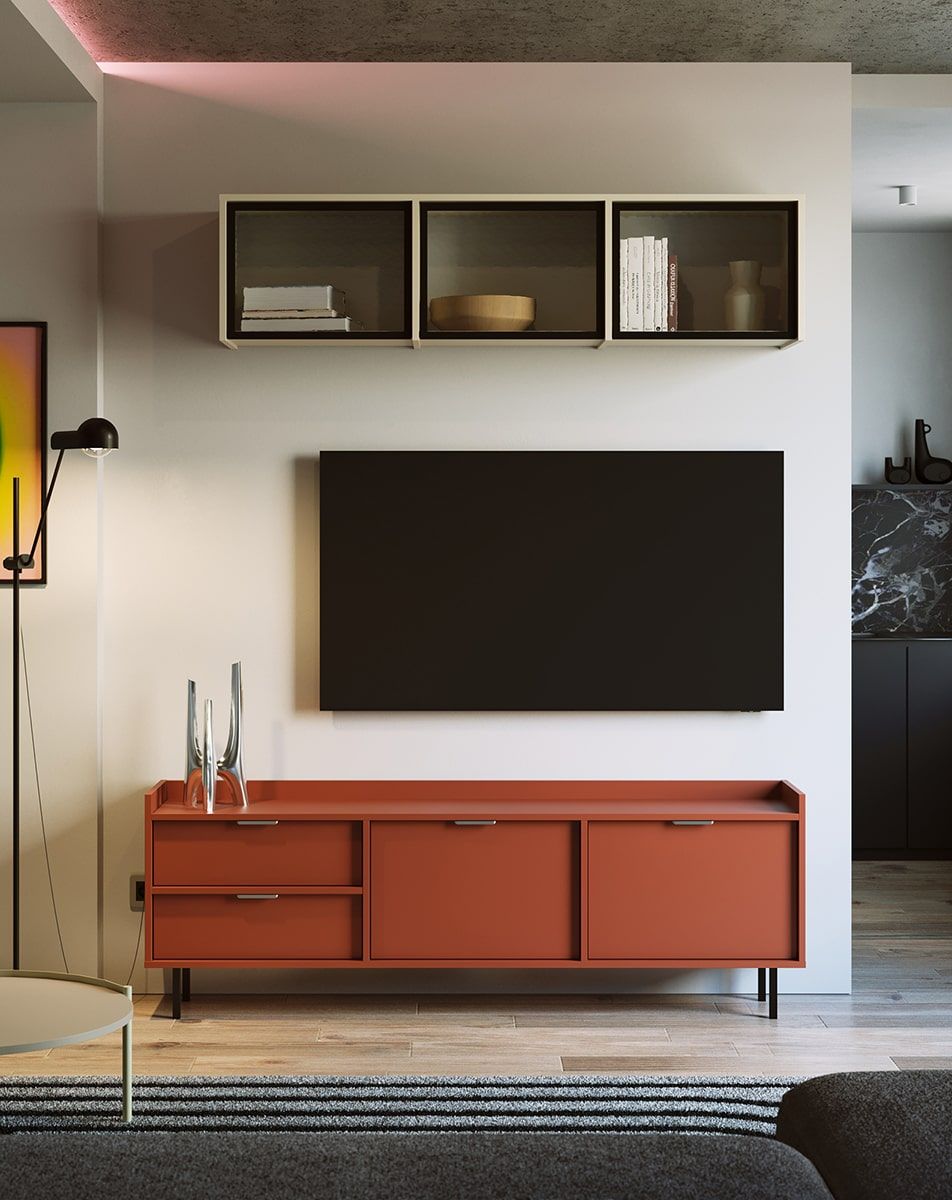 RTV SIGI STV2S Schrank
Farbe: Feuriges Terrakotta
Bein: Schwarz
Griff: LING Silber