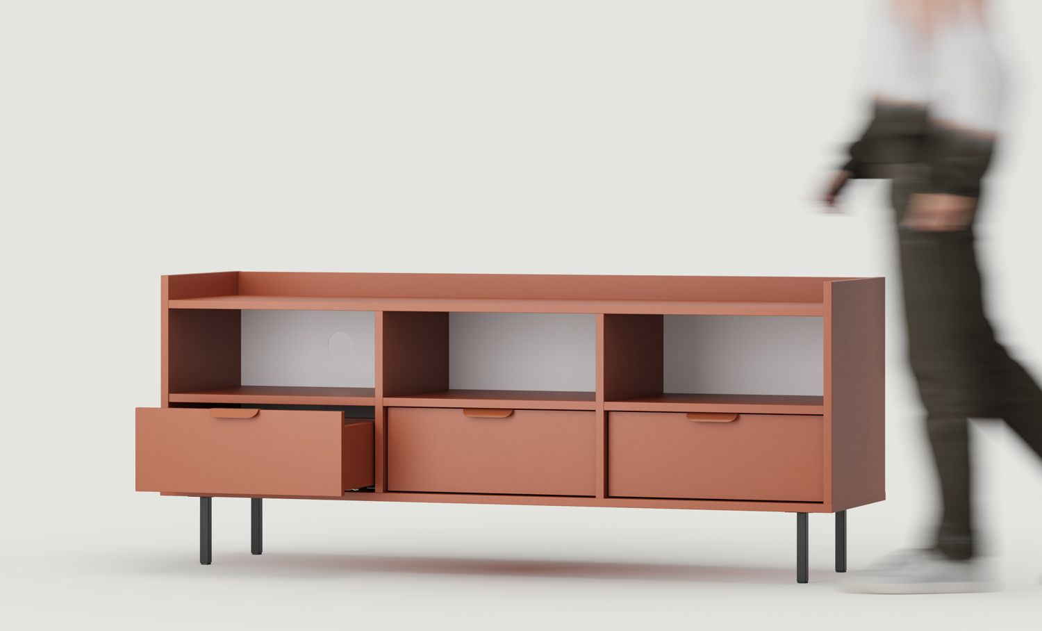 RTV SIGI STV3S Schrank
Farbe: Feuriges Terrakotta
Bein: Schwarz
Griff: LAYERS 110 Feuer-Terrakotta