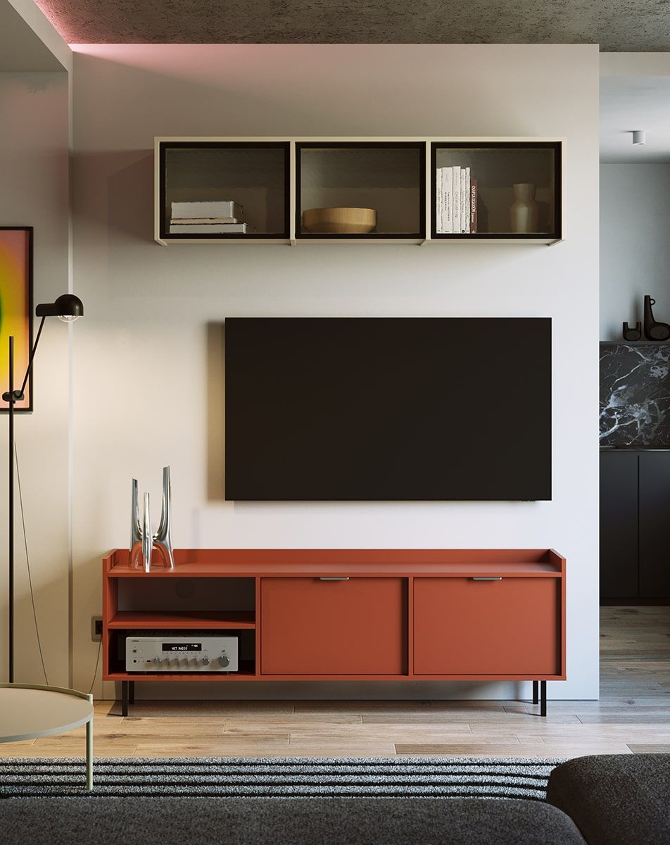 RTV SIGI STV4 Schrank
Farbe: Feuriges Terrakotta
Bein: Schwarz
Griff: LING Silber