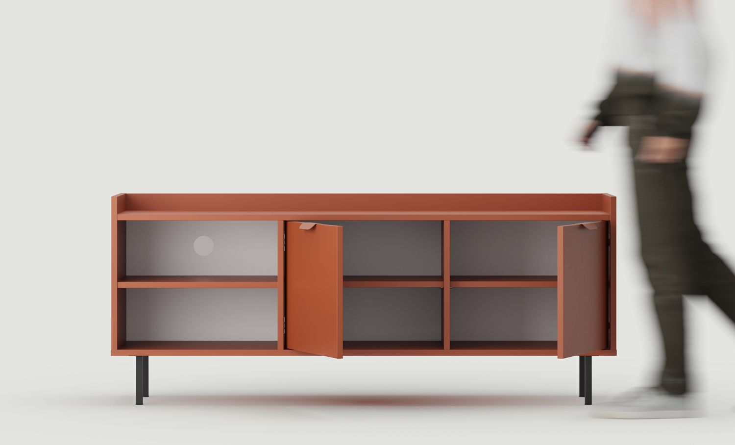 RTV SIGI STV4 Schrank
Farbe: Feuriges Terrakotta
Bein: Schwarz
Griff: LAYERS 110 Feuer-Terrakotta