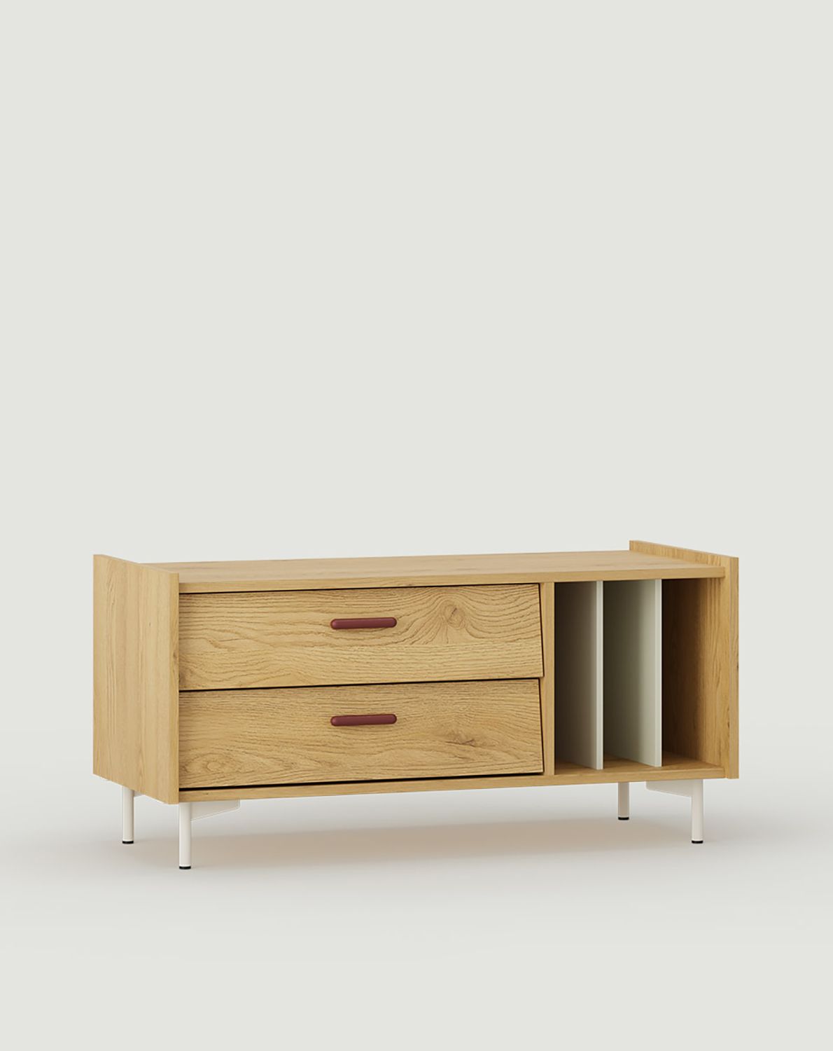 RTV SKRA SKR02 Schrank
Farbe: Sunny Oak
Bein: Milky Way
Griff: Cigar Burgundy
