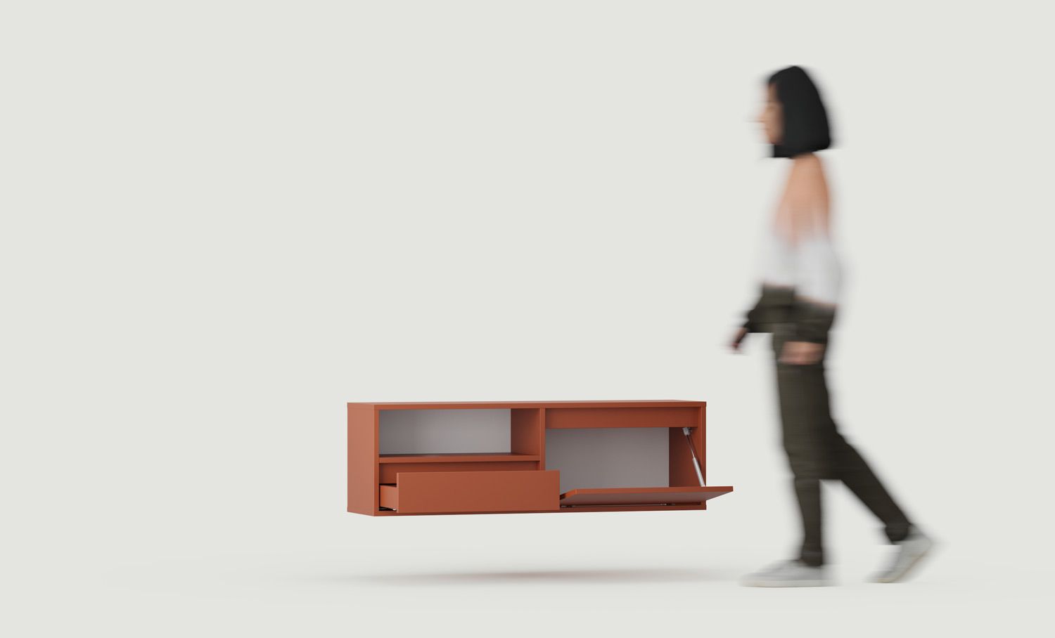 UBBE WTV1 wandmontierter RTV-Schrank
Farbe: Feuriges Terrakotta
                            