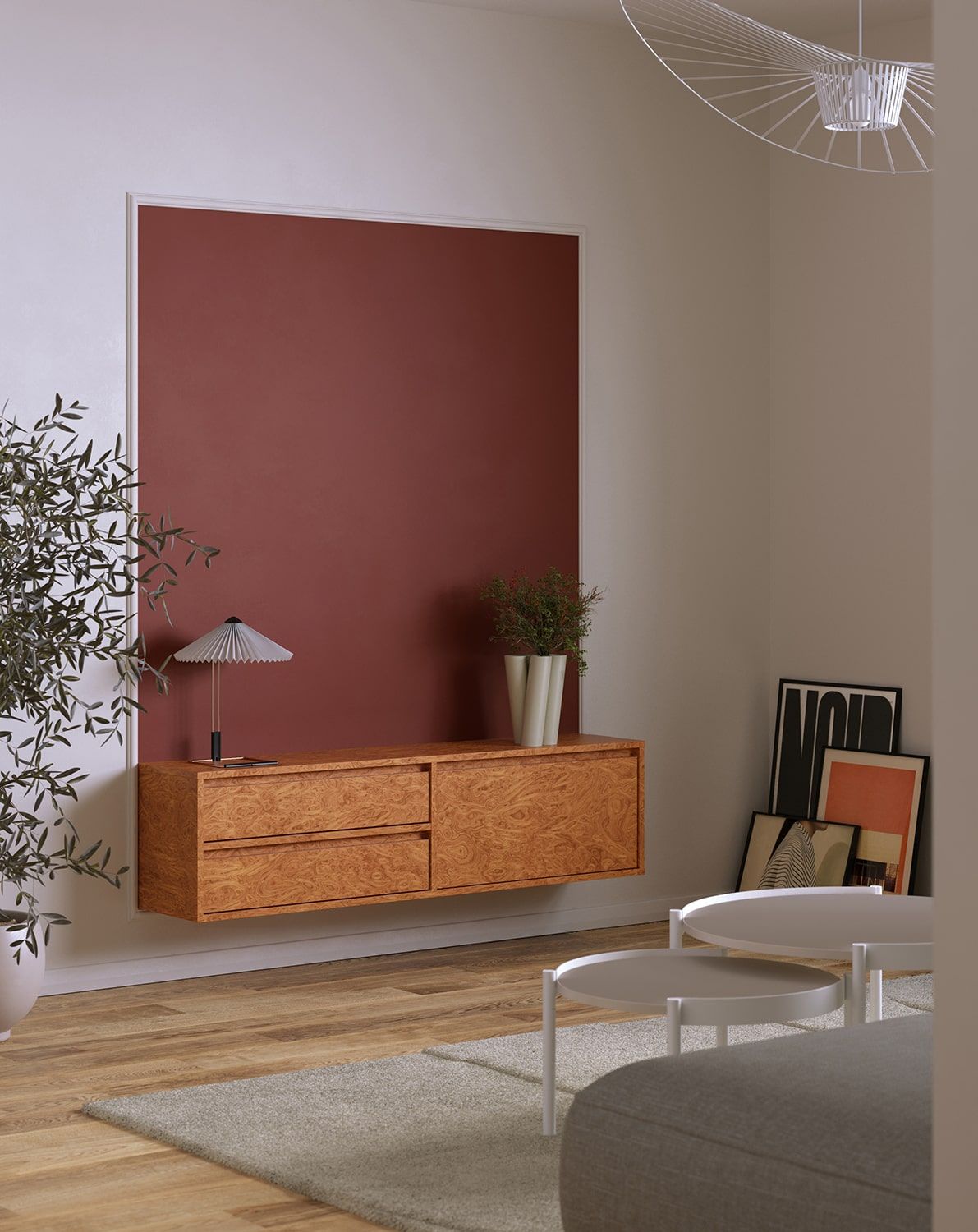 UBBE WTV1S RTV-Wandschrank
Farbe: Nussbaum Walnuss Schachbrettfurnier Alpi