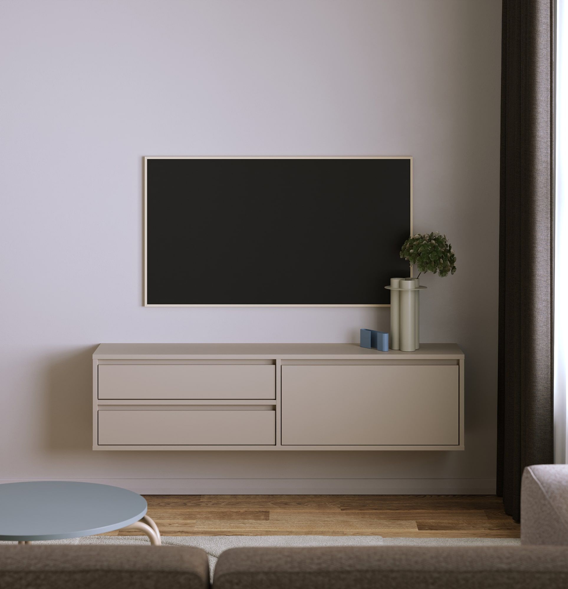 UBBE WTV1S RTV-Wandschrank
Farbe: Champagner-Beige