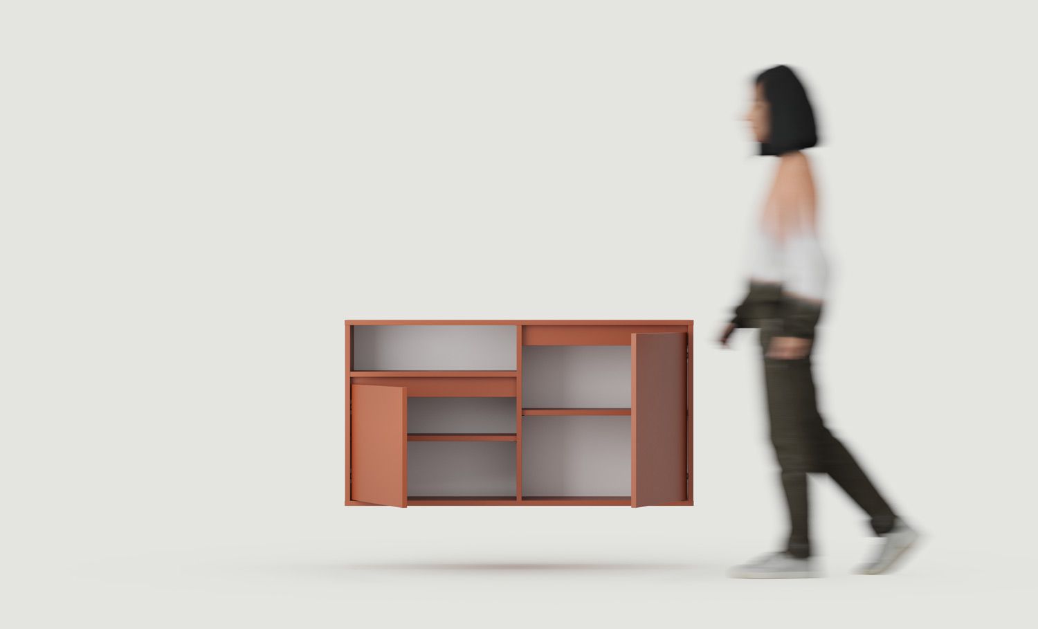 UBBE WTV2 wandmontierter RTV-Schrank
Farbe: Feuriges Terrakotta
                            