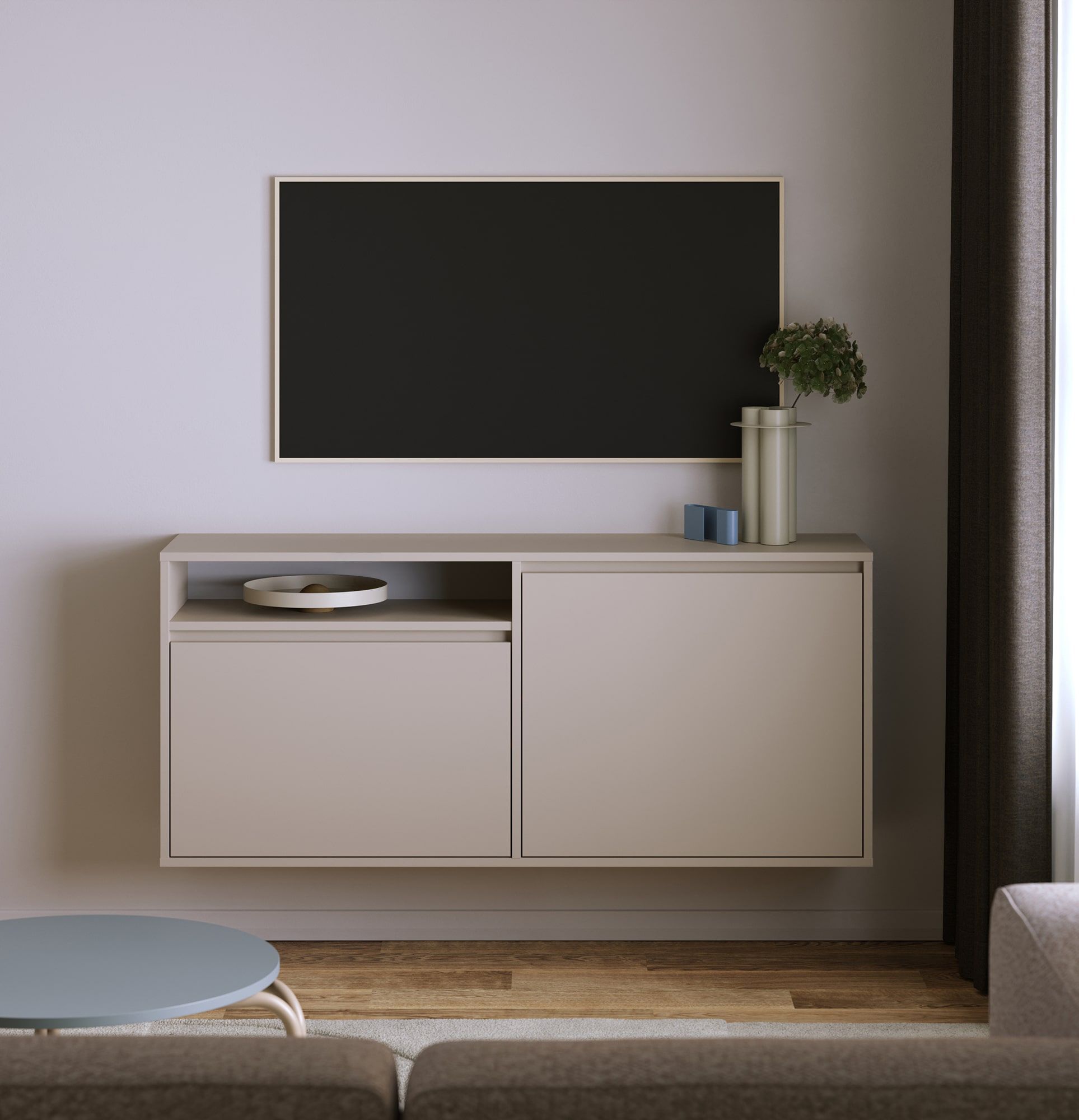 UBBE WTV2 wandmontierter RTV-Schrank
Farbe: Champagner-Beige
                            