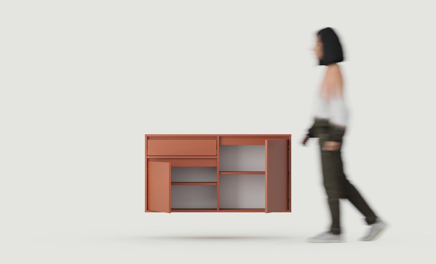 UBBE WTV2S Wandschrank für RTV
Farbe: Feuriges Terrakotta