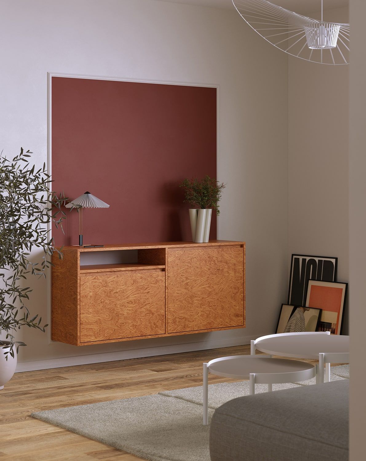 UBBE WTV2S RTV-Wandschrank
Farbe: Nussbaum Walnuss Schachbrettfurnier Alpi