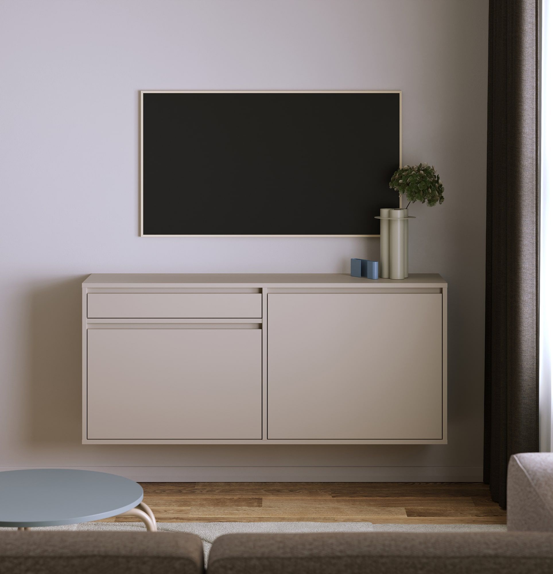 UBBE WTV2S RTV-Wandschrank
Farbe: Champagner-Beige