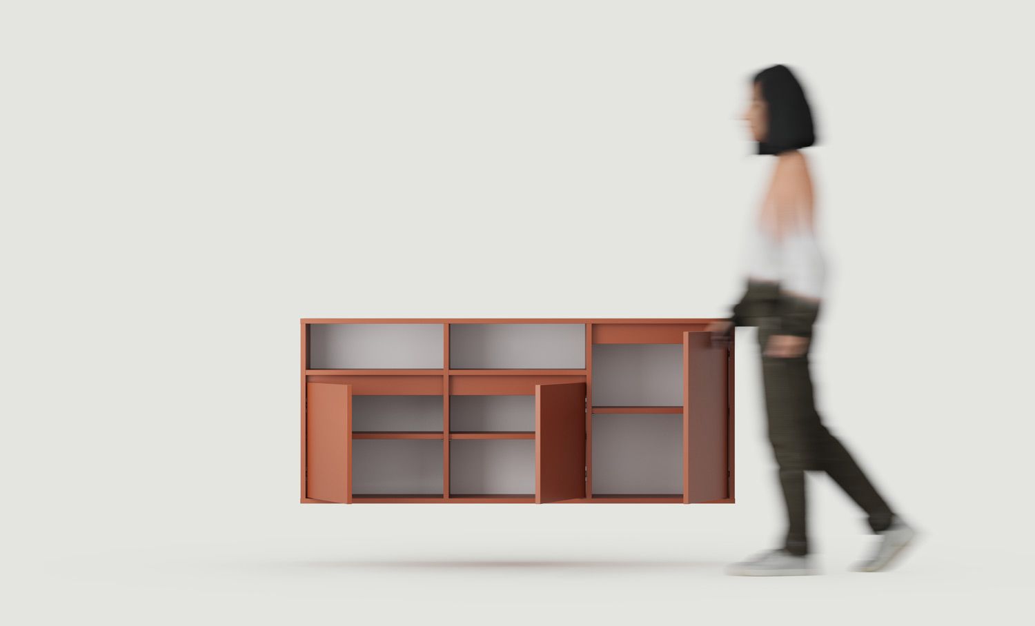UBBE WTV3 wandmontierter RTV-Schrank
Farbe: Feuriges Terrakotta
                            