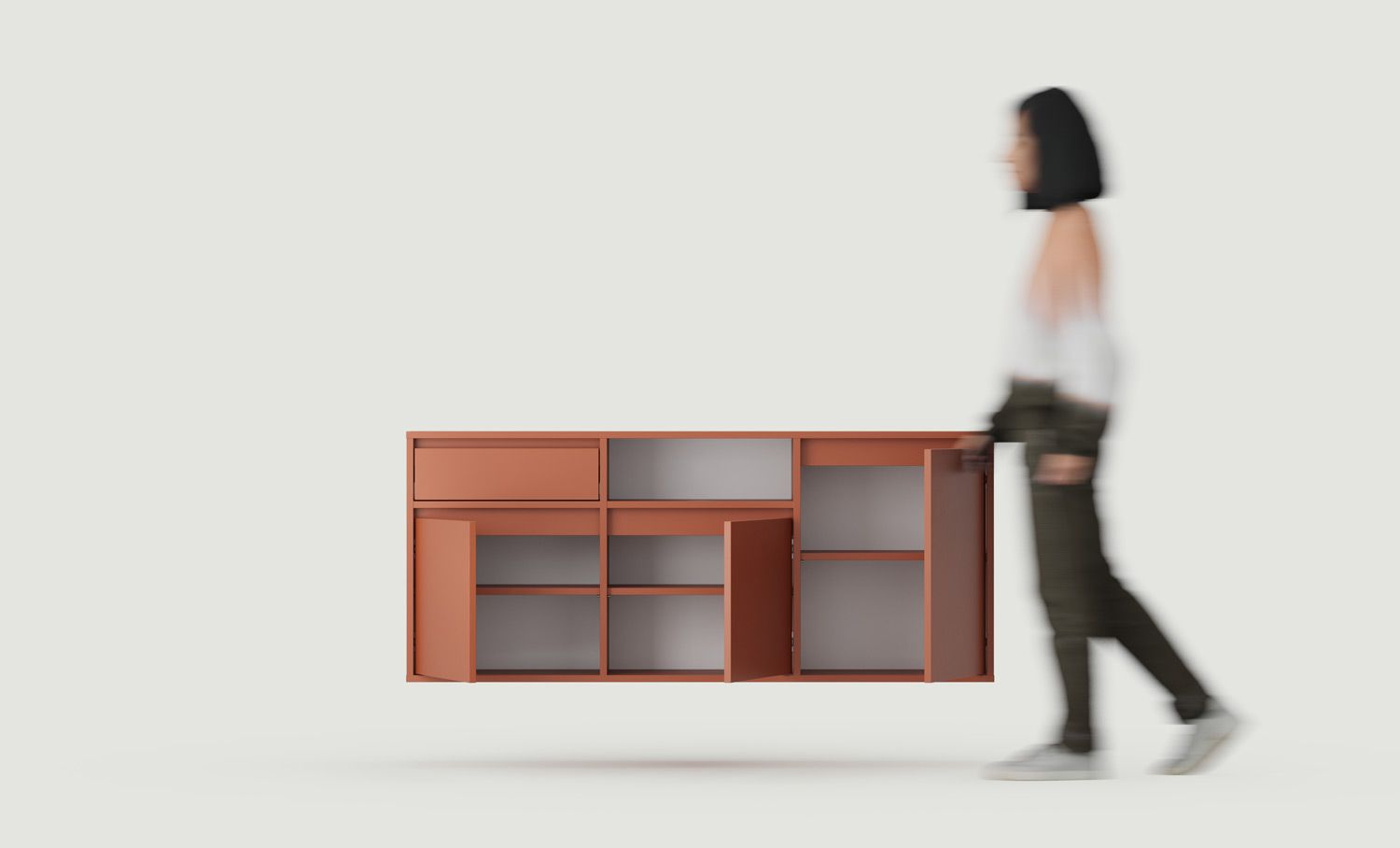 UBBE WTV3S wandmontierter RTV-Schrank
Farbe: Feuriges Terrakotta
                            
