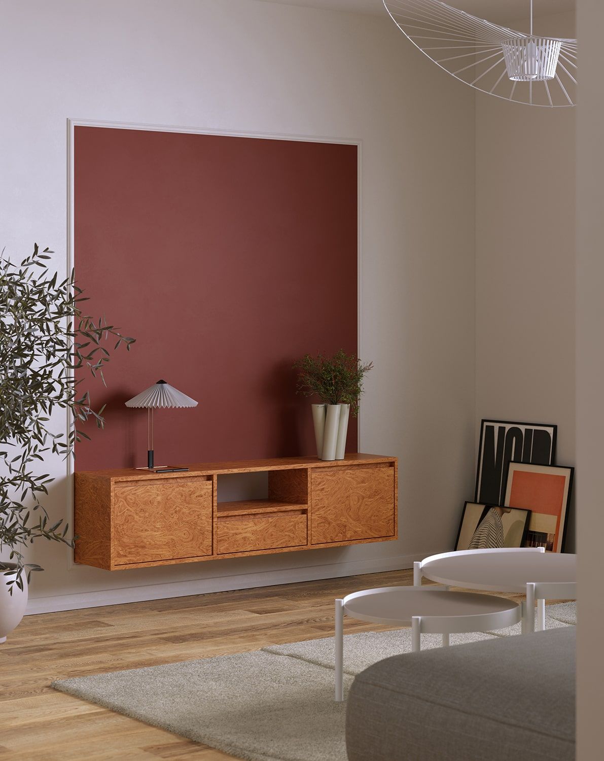 UBBE WTV4 RTV-Wandschrank
Farbe: Nussbaum Walnuss Schachbrettfurnier Alpi
                            