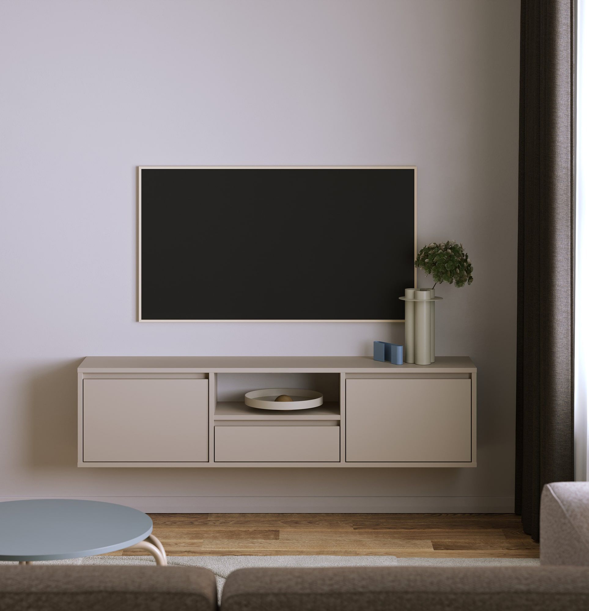 UBBE WTV4 wandmontierter RTV-Schrank
Farbe: Champagner-Beige
                            