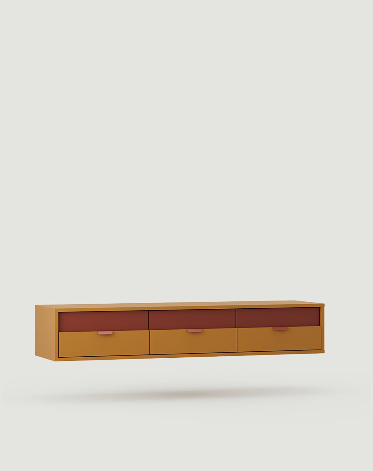 LAYERS wandmontierter RTV-Schrank LAY06
Farbe: Vintage Mustard
Farbe der Front: Fire Terracotta
Griff: Griff LAYERS 110 Fire Terracotta